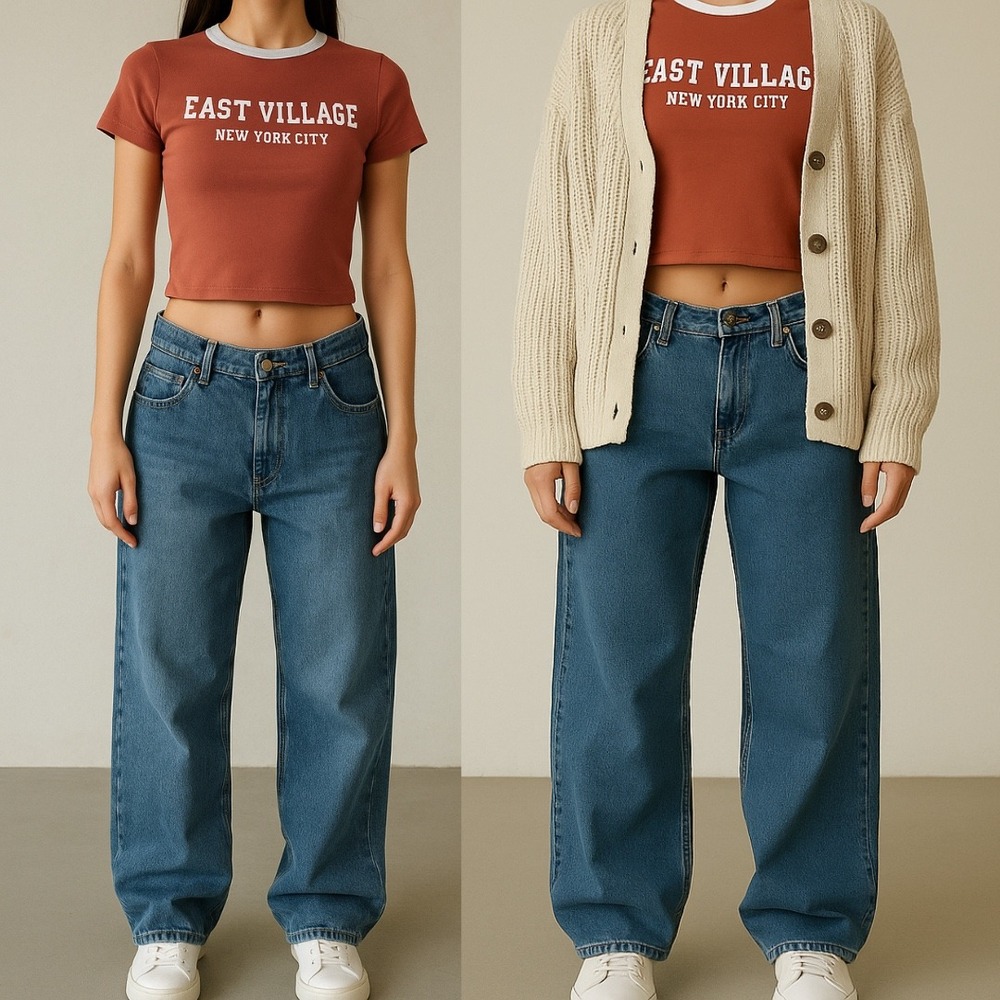 FOREVER 21 East Village New York City Graphic Baby Ringer Tee‎ Size Medium Y2K
